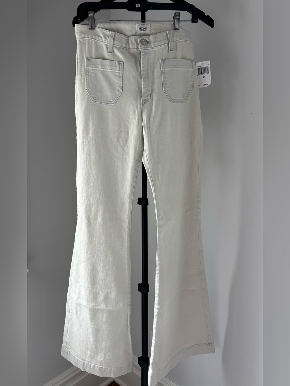Hudson Jeans  Light Cream Taylor Flare Wide-Leg Jeans